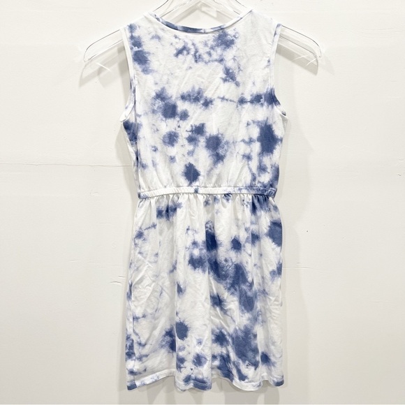 Gap Kids Tie Dye Sleeveless Dress Drawstring Waist Size XL Blue White - Picture 2 of 9